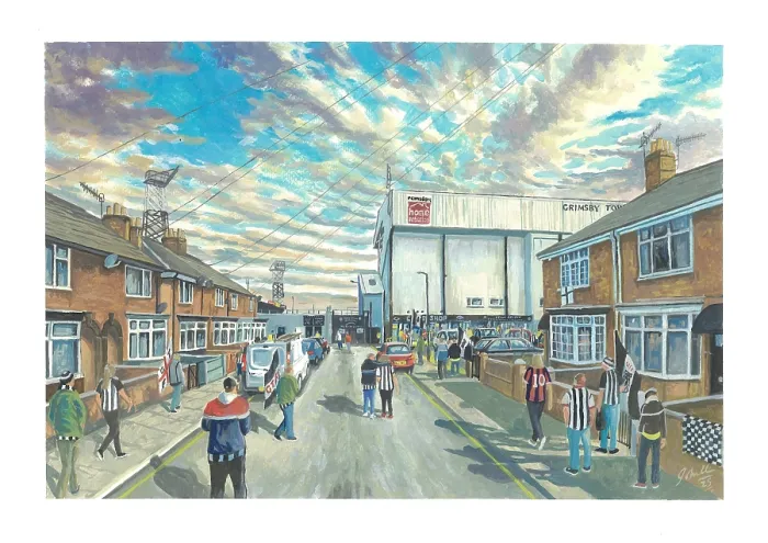 Framed Print : Blundell Park Stadium Going to the Match - Grimsby Town Framed Print : Blundell Park Stadium Going to the Match - Grimsby Town