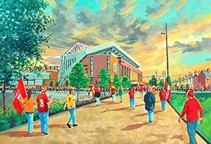 Stadia of England Collection: ANFIELD MAINSTAND Going to the Match Fine Art - Liverpool FC