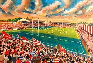 Stadia of England Collection: Central Park Stadium Fine Art - Wigan Warriors Rugby League Club
