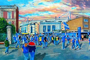 Christmas Prints: Chelsea FC Stamford Bridge Stadium Art Going to the Match
