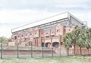 Football Stadium - Aston Villa Outside The Holte End Line Drawing Done