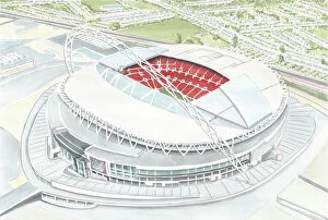 David Baldwin Art Gallery: Football Stadium - National England Wembley Study Two