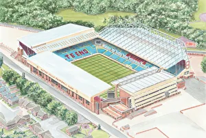 Premier League Prints: Football Stadium - Villa Park Study 2
