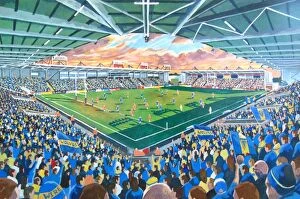 Rugby Stadia Collection: Halliwell Jones Stadium Fine Art - Warrington Wolves Rugby