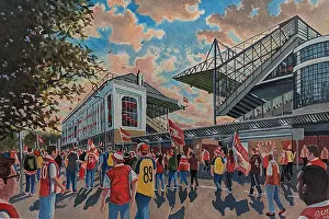 Stadia Of England Prints: Highbury Stadium Going to the Match - Arsenal FC