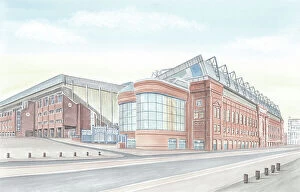 David Baldwin Art Collection: Ibrox Stadium Outside - Rangers FC