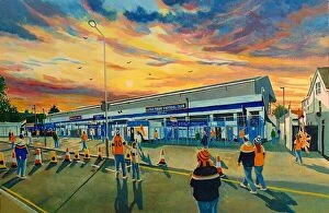 Stadia of England Collection: KENILWORTH ROAD Going to the Match Art - Luton Town Football Club