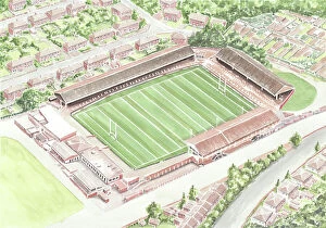 David Baldwin Art Collection: Knowsley Road Stadium - St Helens Rugby League