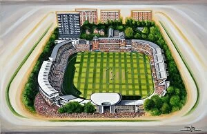 National Stadia Collection: Lords Cricket Ground Art - Middlesex County Cricket Club & England