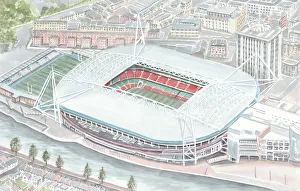 Rugby Union Prints: The Millennium Stadium, known since 2016 as the Principality Stadium for sponsorship reasons