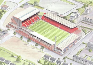 Stadia of Scotland Collection: Pittodrie Stadium Fine Art home of Aberdeen FC