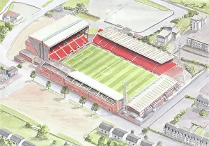 Club Prints: Pittodrie Stadium Fine Art home of Aberdeen FC