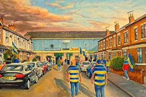 League Collection: Wilderspool Stadium Going to the Match - Warrington Wolves Rugby League