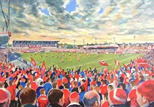 Rugby League Collection: The Willows Stadium Fine Art - Salford Red Devils Rugby League